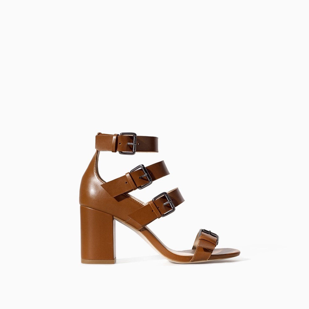 Zara Tan Leather Heels